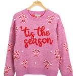 Simply Southern candy cane fuzzy sweater front view