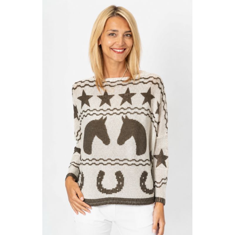 Lucky in Love Horse Batwing Sweater at ooh la la! in Grapevine TX 76051
