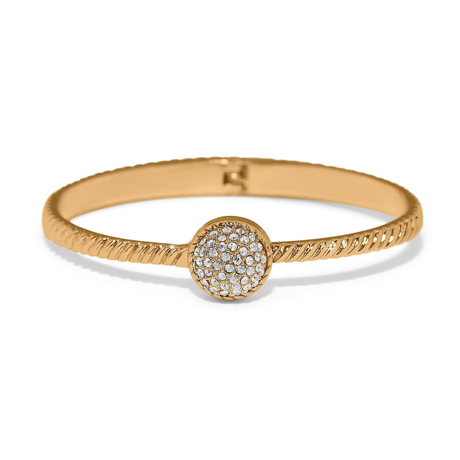 Brighton Illumina Celeste Gold Dome Hinged Bangle at Ooh La La! in Grapevine TX 76051