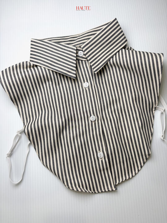 Haute Faux Collar - Classic Style in black stripe at ooh la la! in Grapevine TX 76051