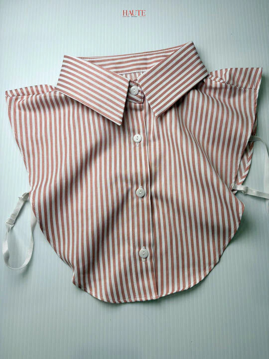 Haute Faux Collar - Classic Style in pink stripe at ooh la la! in Grapevine TX 76051