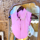Haute Faux Collar - Pearl Trimmed Peter Pan Style in light pink at ooh la la! in Grapevine TX 76051