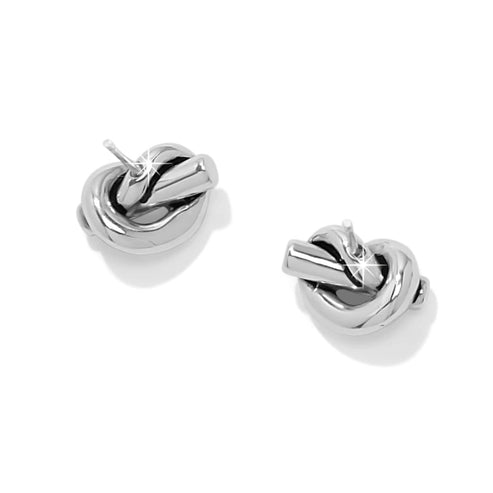 Brighton Interlok Single Knot Silver Post Earrings at Ooh La La! in Grapevine TX 76051