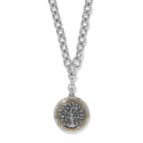 Brighton Interlok Tree of Life Necklace with silver chain and two-tone medallion pendant
