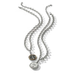 Brighton Interlok Tree of Life necklace with silver chain and two-tone medallion pendant