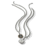 Brighton Interlok Tree of Life necklace with silver chain and two-tone medallion pendant