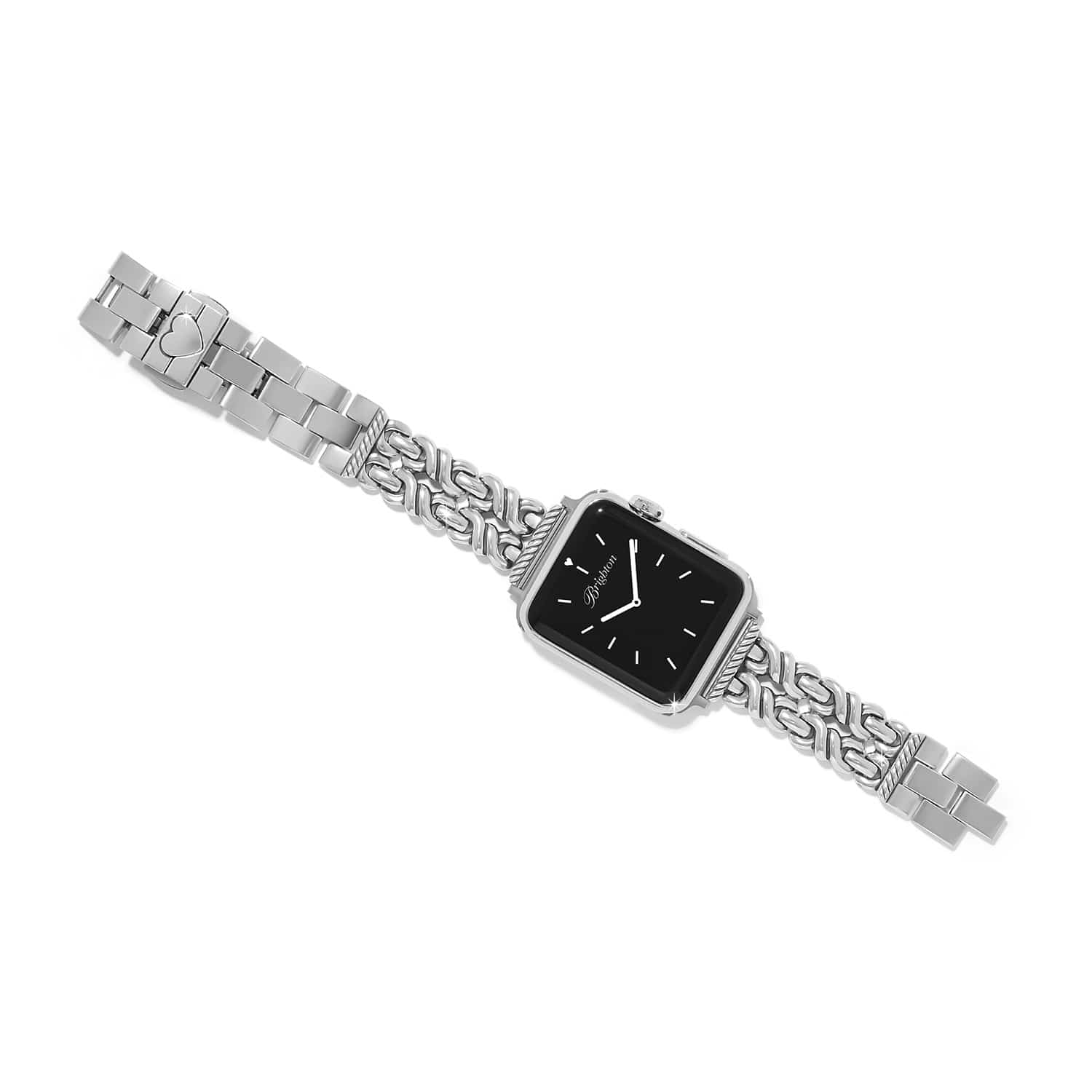 Brighton Interlok Twist Apple Watch Band in silver with decorative chain pattern at ooh la la! in Grapevine TX 76051