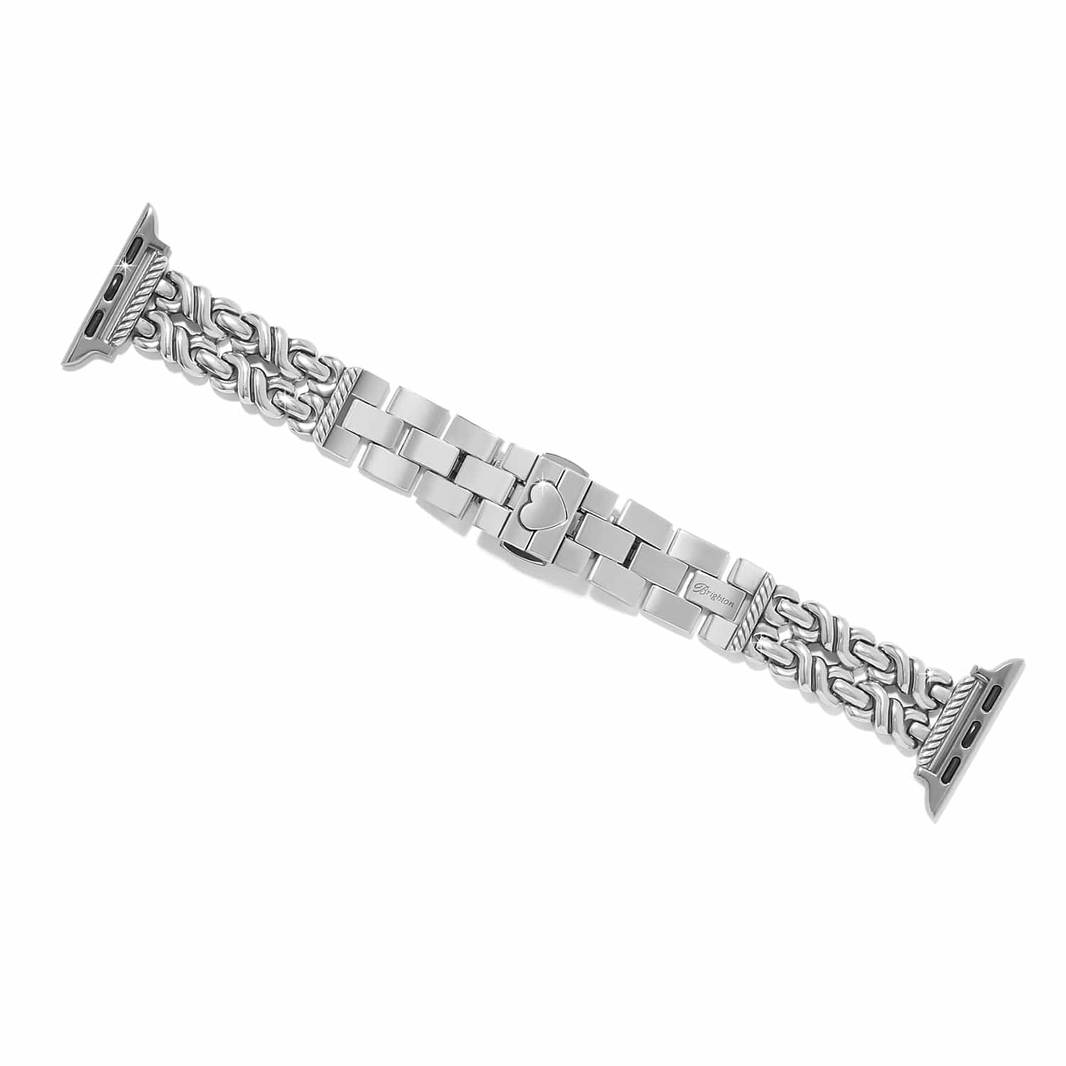 Brighton Interlok Twist Apple Watch Band in silver with decorative chain pattern at ooh la la! in Grapevine TX 76051
