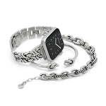 Brighton Interlok Twist Apple Watch Band in silver with decorative chain pattern at ooh la la! in Grapevine TX 76051