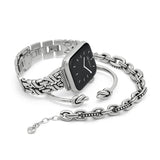Brighton Interlok Twist Apple Watch Band in silver with decorative chain pattern at ooh la la! in Grapevine TX 76051
