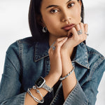 Brighton Interlok Twist Apple Watch Band in silver with decorative chain pattern at ooh la la! in Grapevine TX 76051