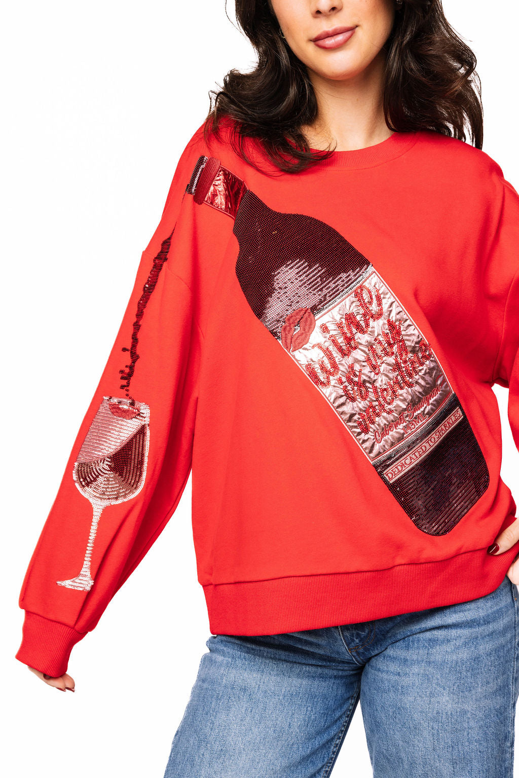 Queen of Sparkles Wine Is My Valentine Sweatshirt at ooh la la! in Grapevine TX 76051