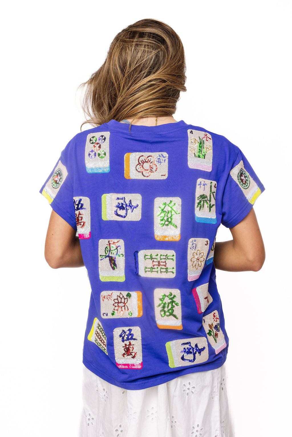 Queen of Sparkles Royal Blue Mahjong Tile Tee at ooh la la! in Grapevine TX 76051