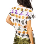 Queen of Sparkles Halloween Sequin Icon Tee – Pumpkins, Cats & Witch Hats at ooh la la! in Grapevine TX 76051
