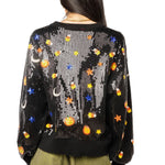 Queen of Sparkles Black Full Sequin Pumpkin & Mini Icon Sweater at ooh la la! in Grapevine TX 76051