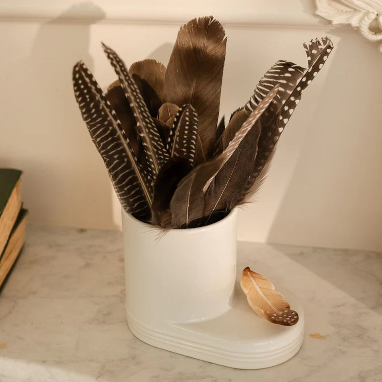 Nora Fleming Mini, A450, Creative Quill, feather mini, ceramic feather charm, Nora Fleming accessories, Feathers for the Future, gifts for artists, hand-painted serveware, The Chicago Academy for the Arts (CAA),arts education gift. at ooh la la! in Grapevine TX 76051
