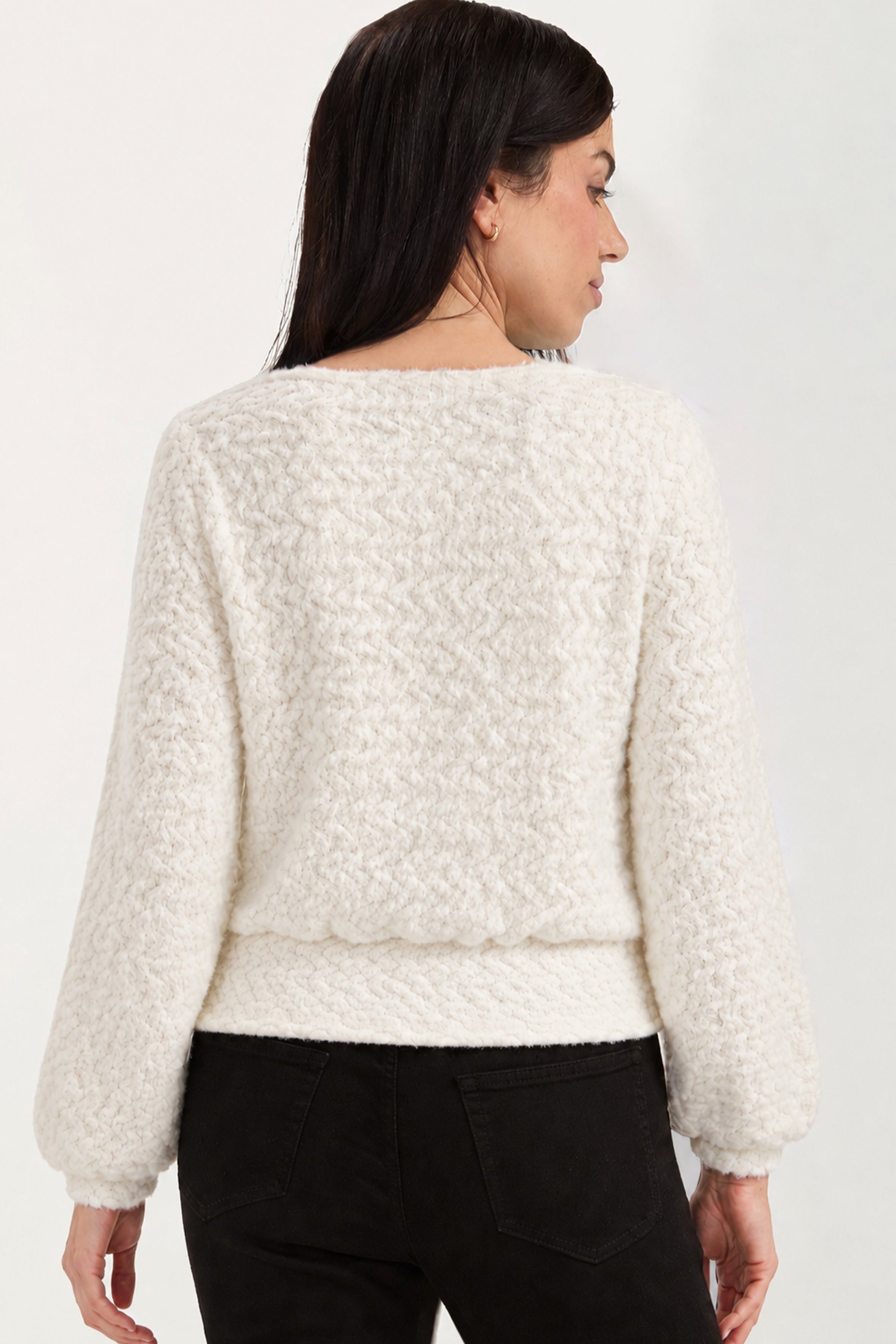Liverpool 2-in-1 Halter Wrap Sweater - CREAM back view