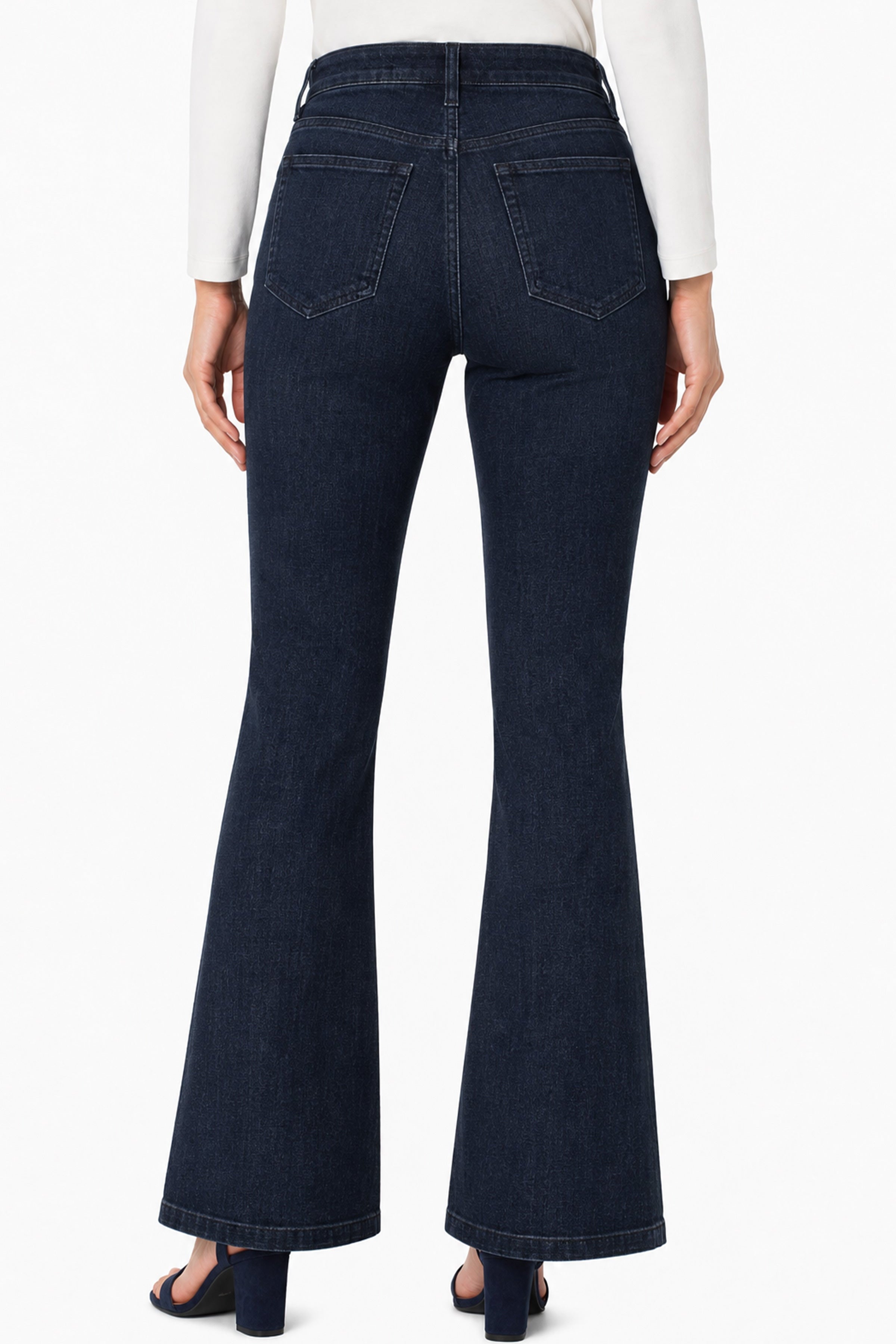 Liverpool Hannah Flare 32" Jean with Scattered Blue Crystals - WINTER GLOW back view