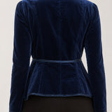 Liverpool Velvet Statement Fitted Blazer - SAPPHIRE back view