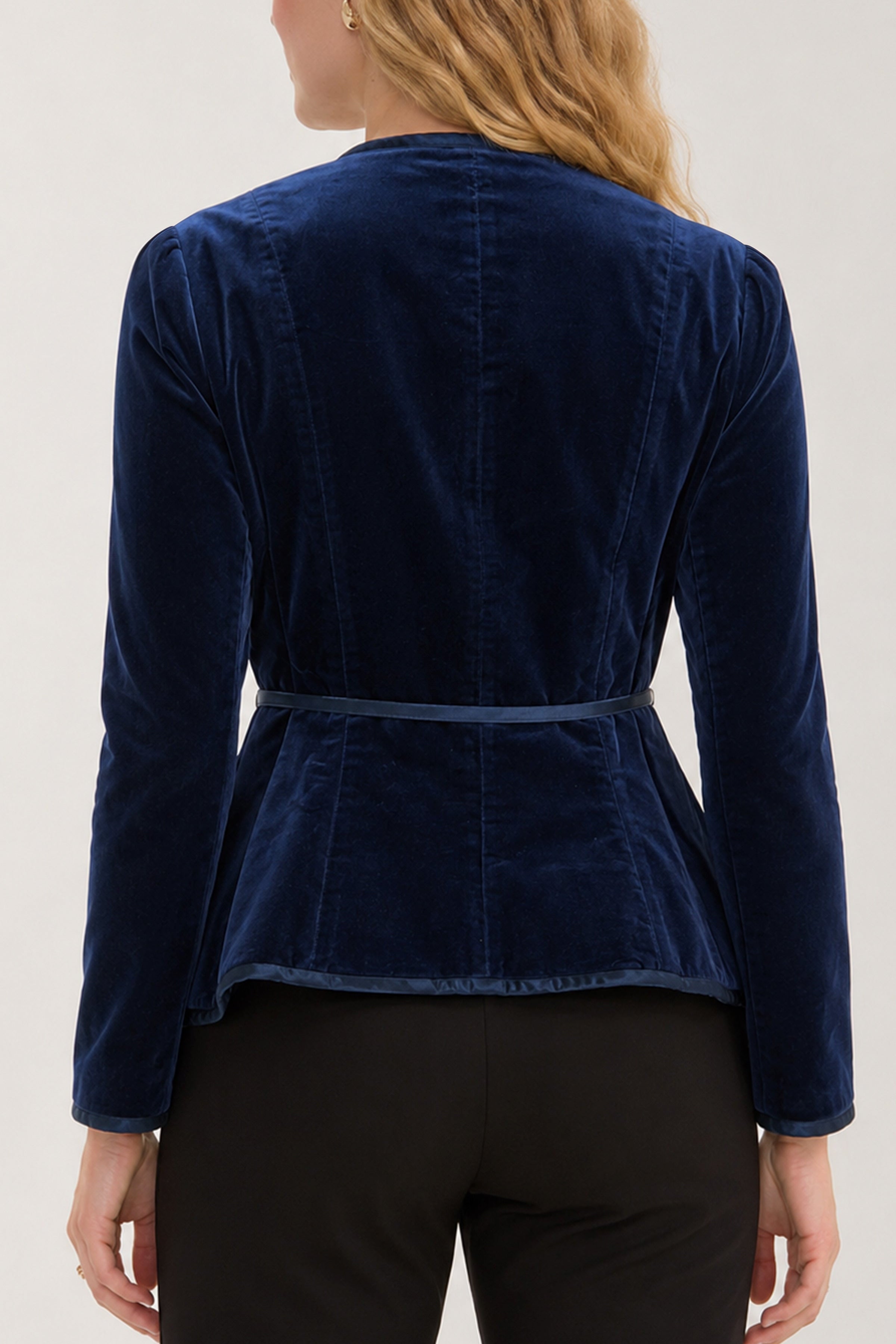 Liverpool Velvet Statement Fitted Blazer - SAPPHIRE back view