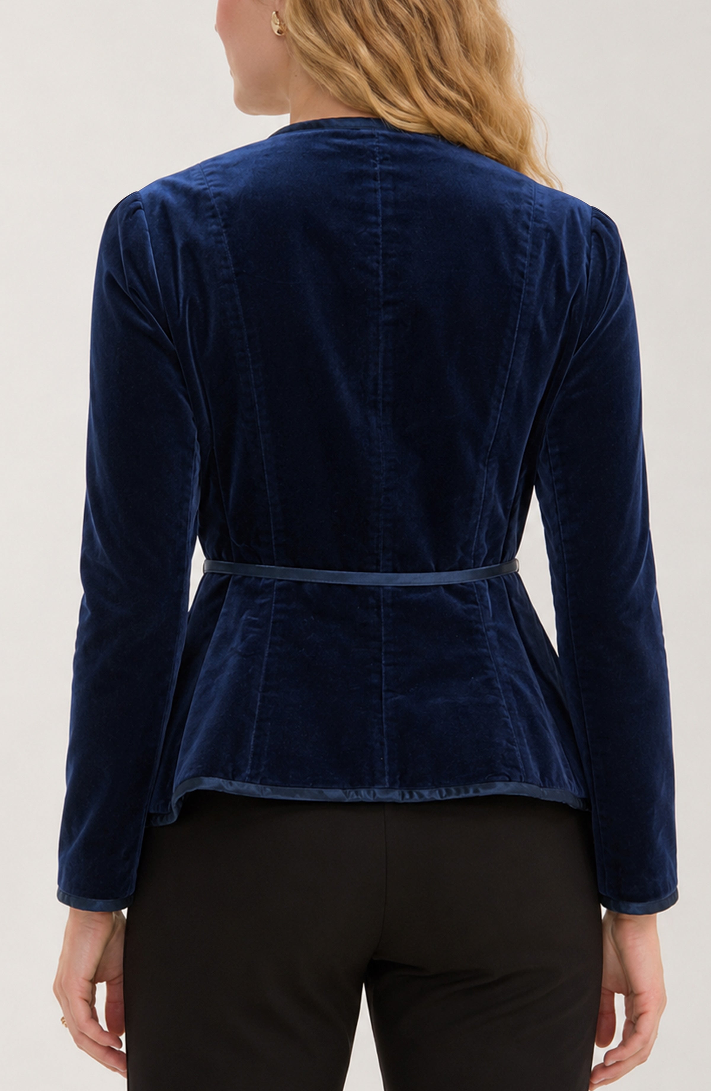 Liverpool Velvet Statement Fitted Blazer - SAPPHIRE back view