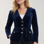 Liverpool Velvet Statement Fitted Blazer - SAPPHIRE, front view