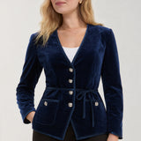 Liverpool Velvet Statement Fitted Blazer - SAPPHIRE, front view