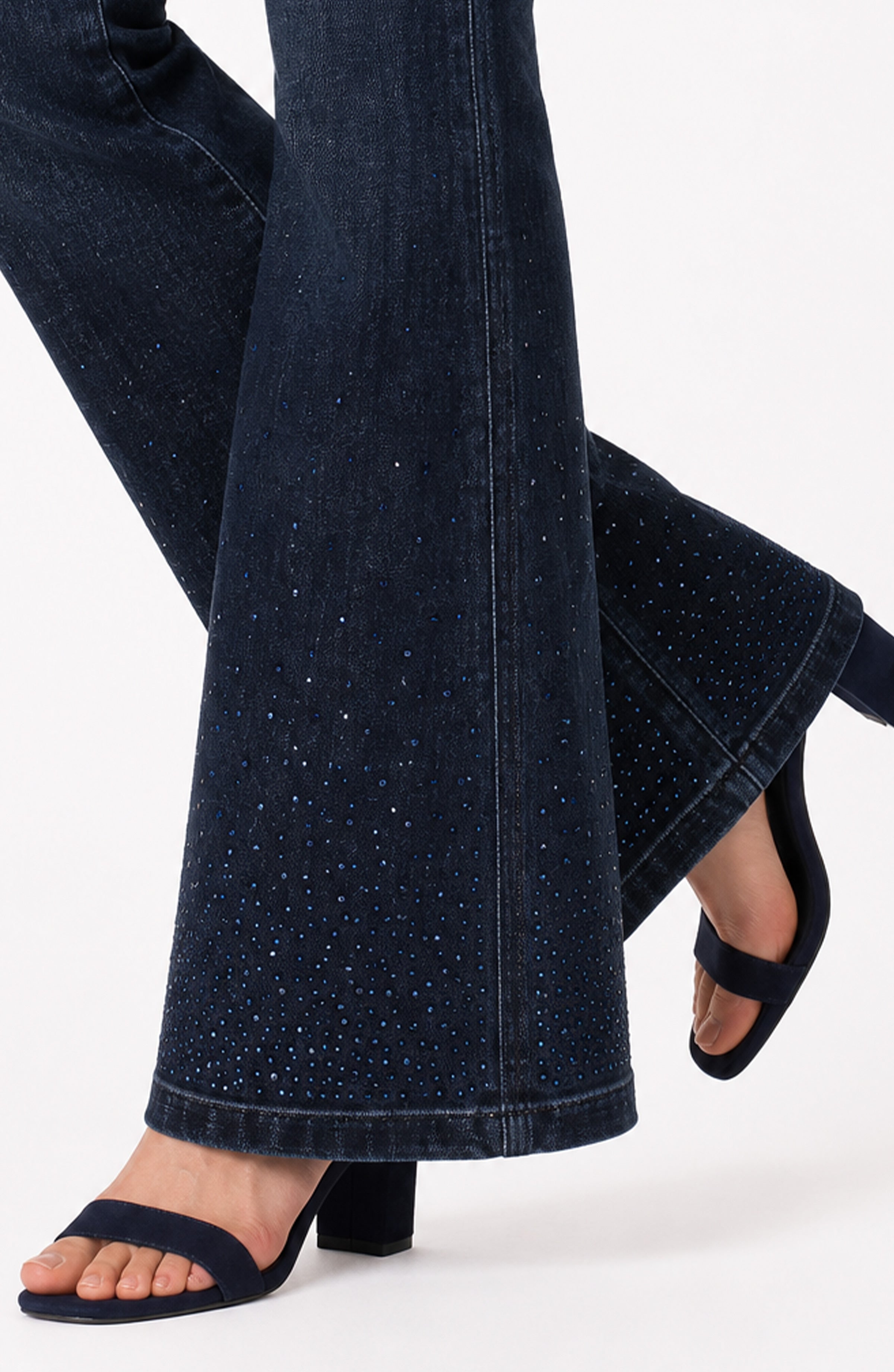 Liverpool Hannah Flare 32" Jean with Scattered Blue Crystals - WINTER GLOW, alternate view