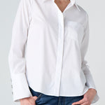Liverpool Classic White Blouse with Statement Cuff - WHITE, front view