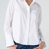 Liverpool Classic White Blouse with Statement Cuff - WHITE, front view