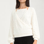 Liverpool 2-in-1 Halter Wrap Sweater - CREAM, front view