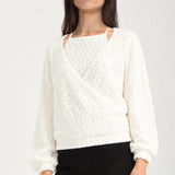 Liverpool 2-in-1 Halter Wrap Sweater - CREAM, front view