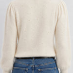 Liverpool Puff Sleeve Crew Neck Sweater with Pearls - IVORY, alternate view