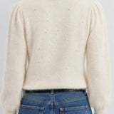 Liverpool Puff Sleeve Crew Neck Sweater with Pearls - IVORY, alternate view