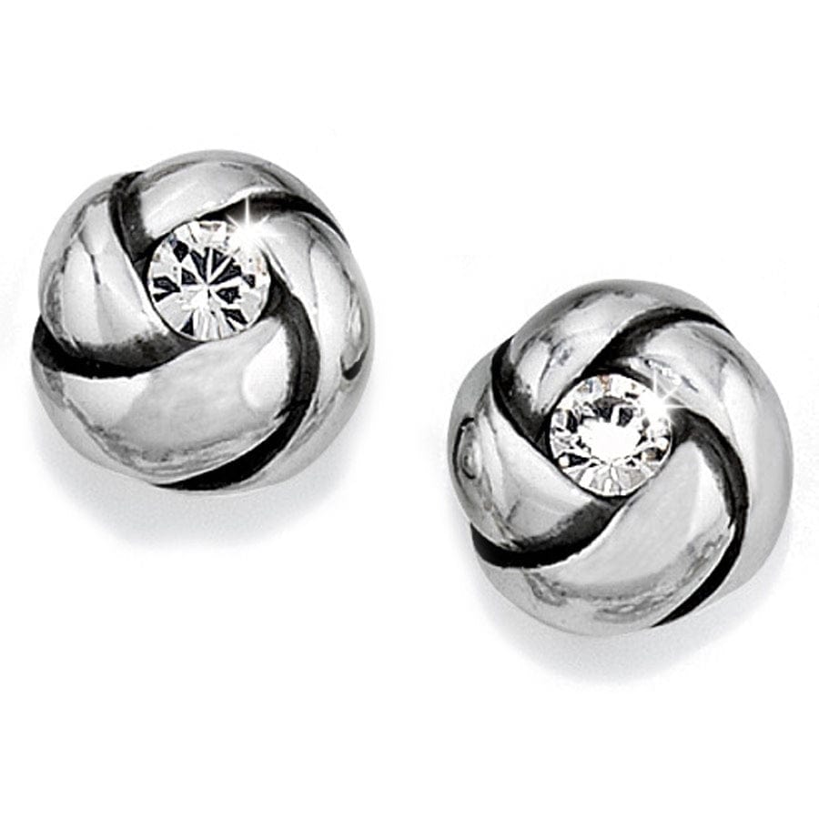 Brighton Love Me Knot silver mini post earrings with crystal centers