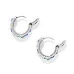 Brighton Love Messages B Radiant Hoop Earrings with blue and teal stones on silver