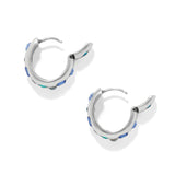 Brighton Love Messages B Radiant Hoop Earrings with blue and teal stones on silver