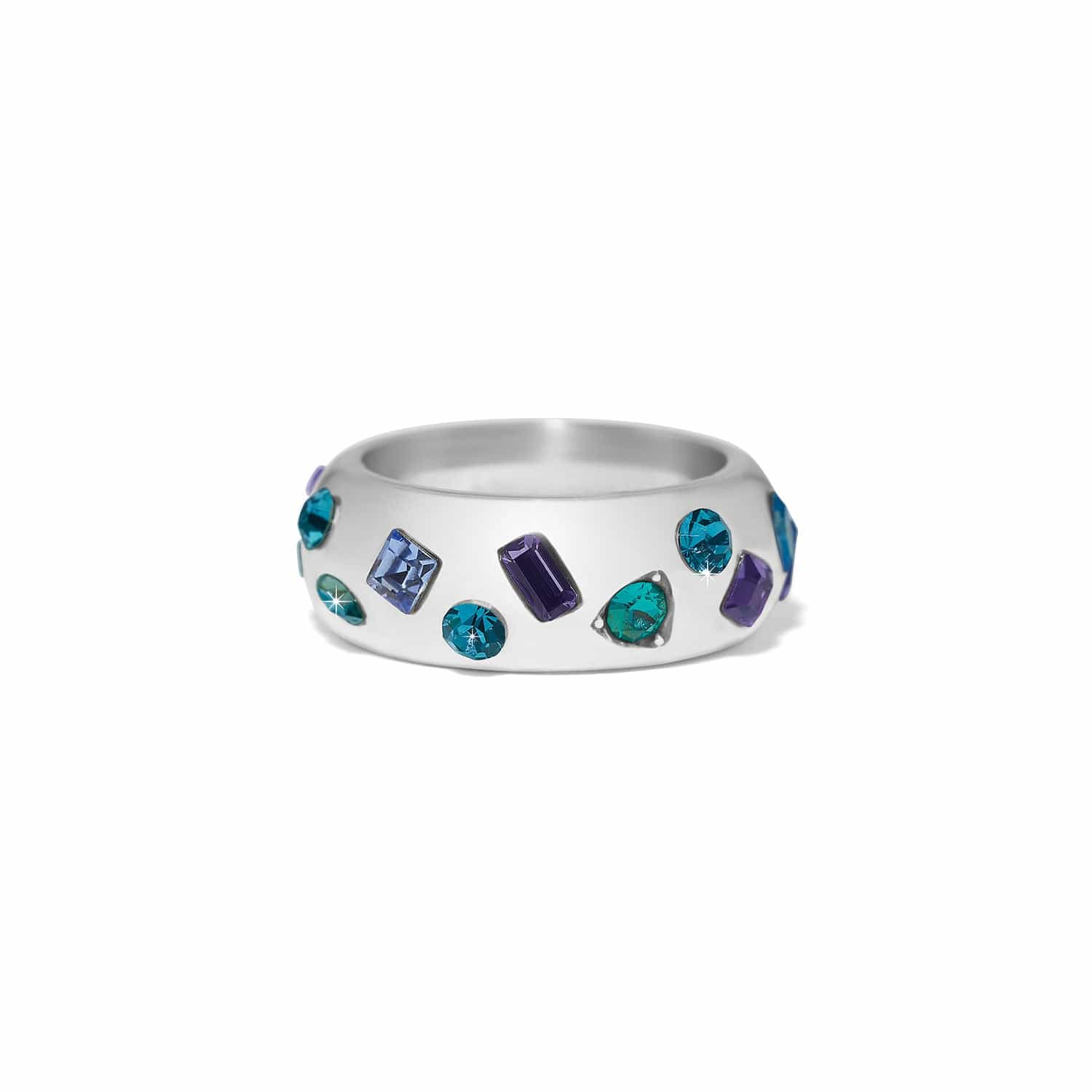 Brighton Love Messages B Radiant Ring with colorful gemstones on silver band