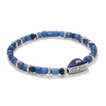 Brighton Love Messages B You blue beaded stretch bracelet with silver accents