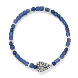 Brighton Love Messages blue beaded stretch bracelet with crystal triangle charm and silver spacers