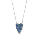 Brighton Love Messages heart-shaped pendant necklace with blue crystals on silver chain