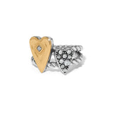 Brighton Love Messages You Are Loved Ring with gold heart and crystal-studded silver heart