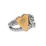 Brighton Love Messages You Are Loved Ring with gold heart and silver twisted band