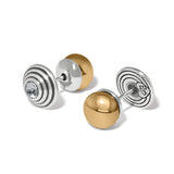 Brighton Meridian Etage II round post earrings in silver and gold with spiral design