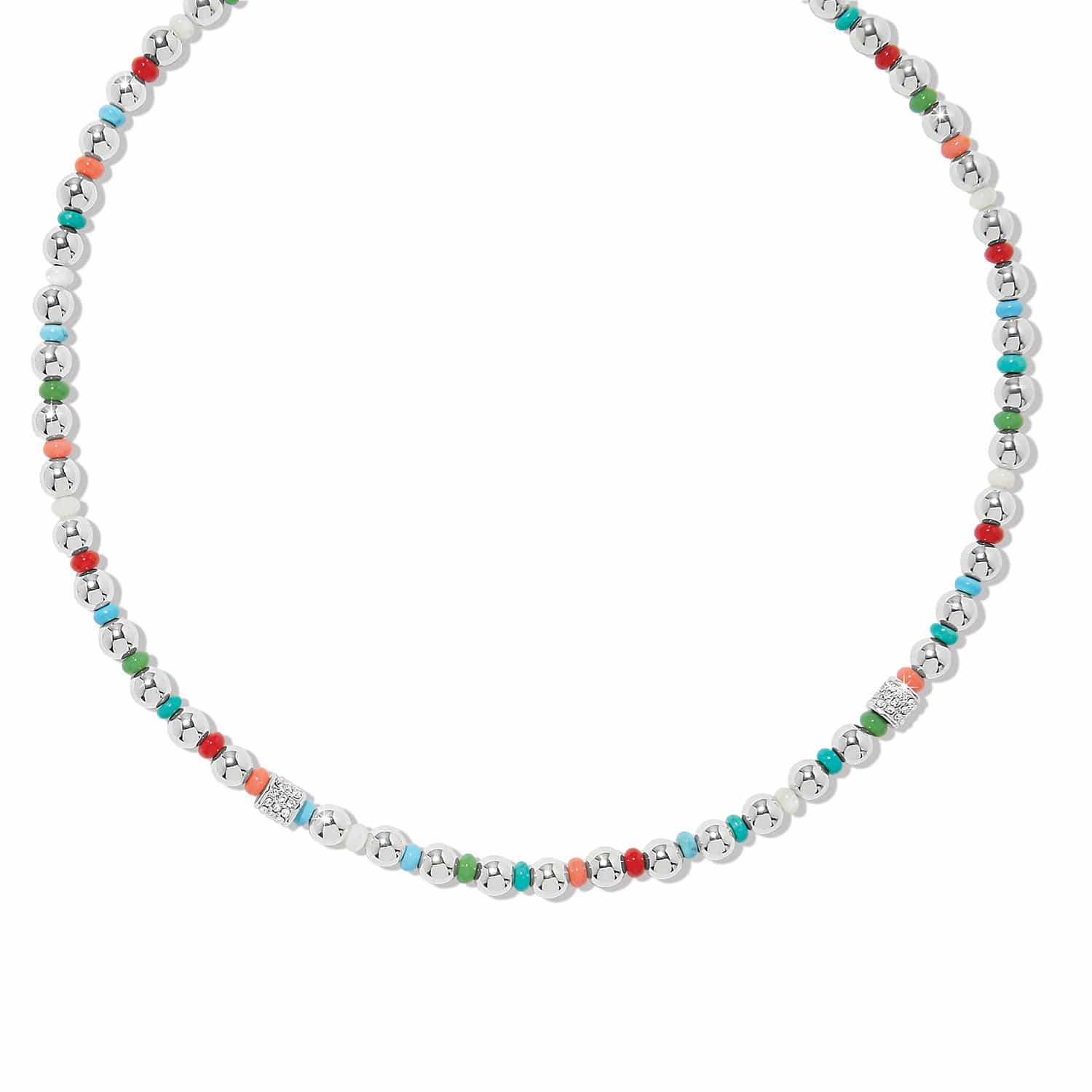 Brighton Meridian Petite necklace with silver beads and colorful accent stones