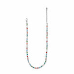 Brighton Meridian Petite multi-colored beaded necklace with silver spacer beads on white background