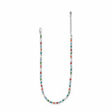 Brighton Meridian Petite multi-colored beaded necklace with silver spacer beads on white background