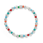 Brighton Meridian Petite stretch bracelet with silver beads and colorful turquoise, red, orange accents