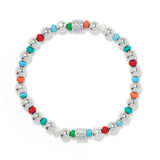 Brighton Meridian Petite stretch bracelet with silver beads and colorful turquoise, red, orange accents