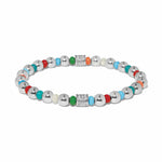 Brighton Meridian Petite stretch bracelet with silver beads and multicolored enamel accents